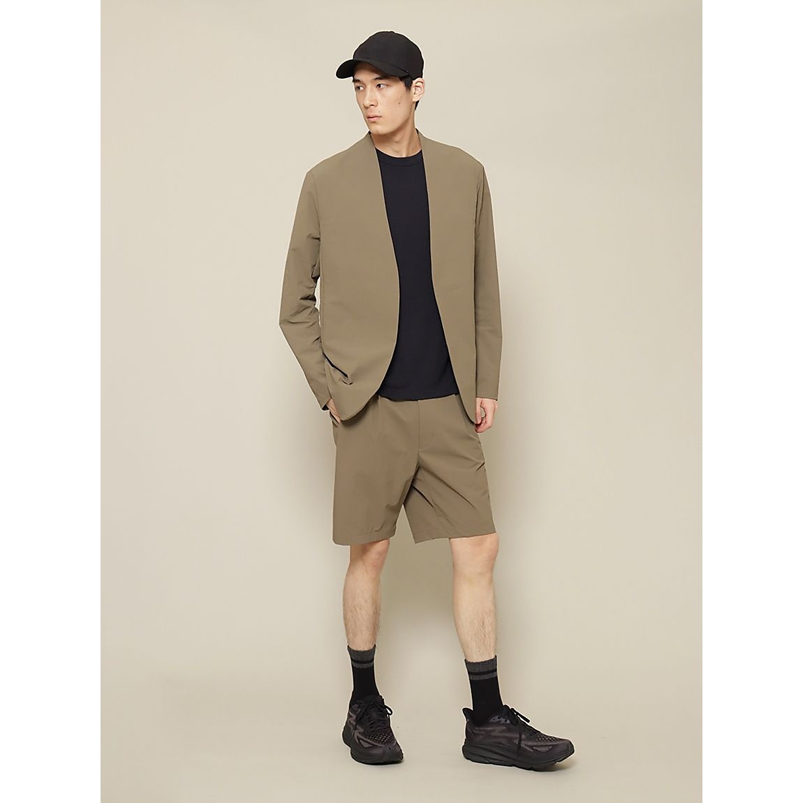 リサイクル裏ドビーナイロン カラーレスジャケット MENS