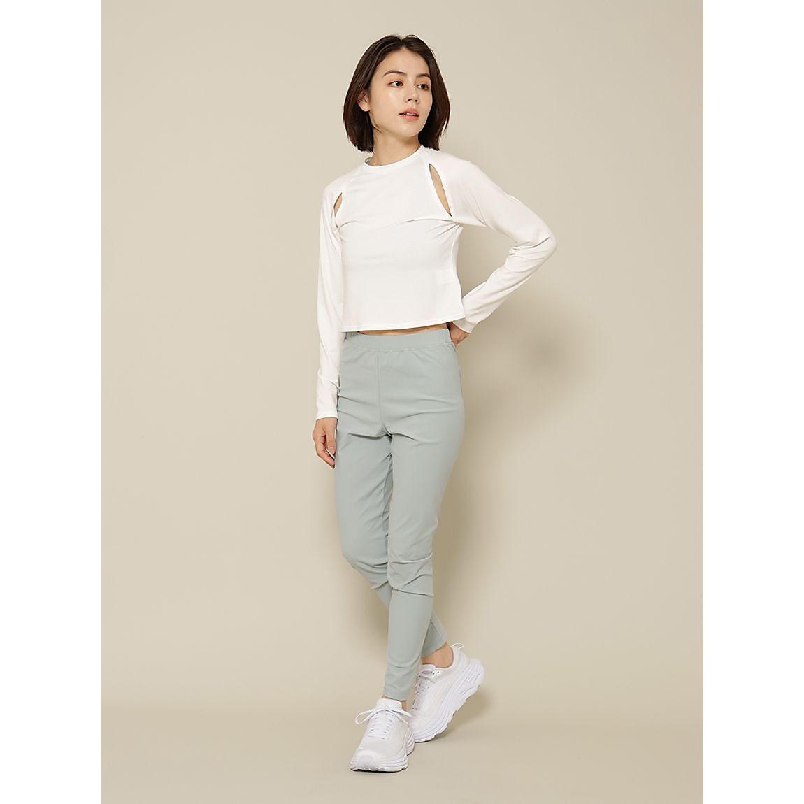 ミリオラメントベア天竺 スリットロングスリーブTシャツ LADIES