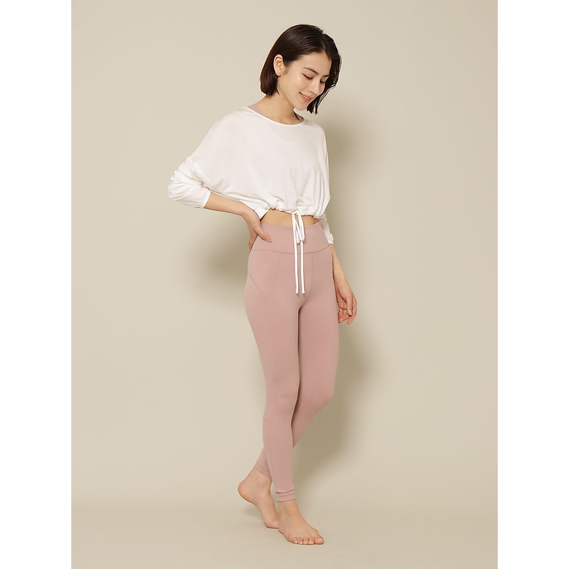 スムースジャージ クロップドドローストリングスTシャツ LADIES