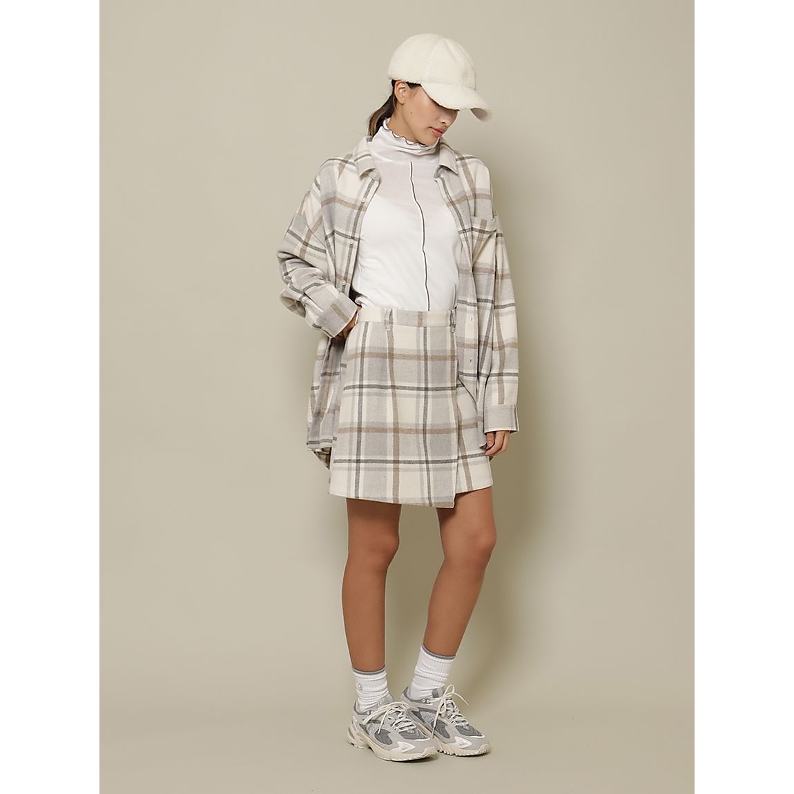 ビッグチェック ミニラップスカート