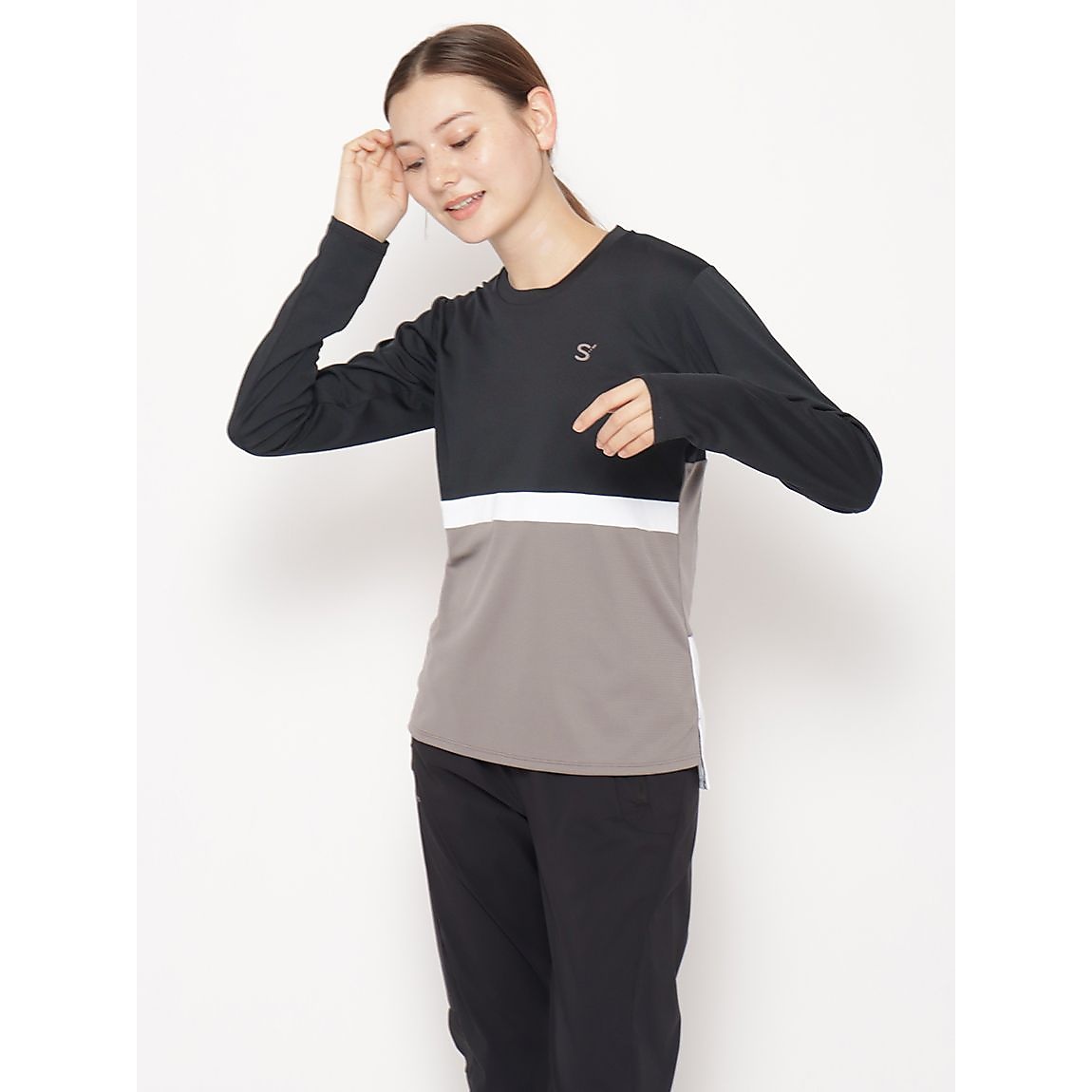 for RUN ドライスムースpr スリーカラーライン長袖Tシャツ LADIES