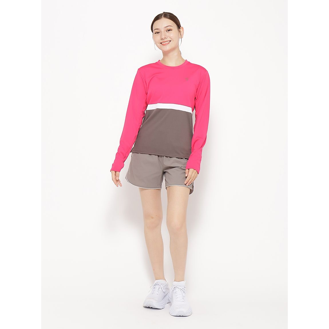 for RUN ドライスムースpr スリーカラーライン長袖Tシャツ LADIES