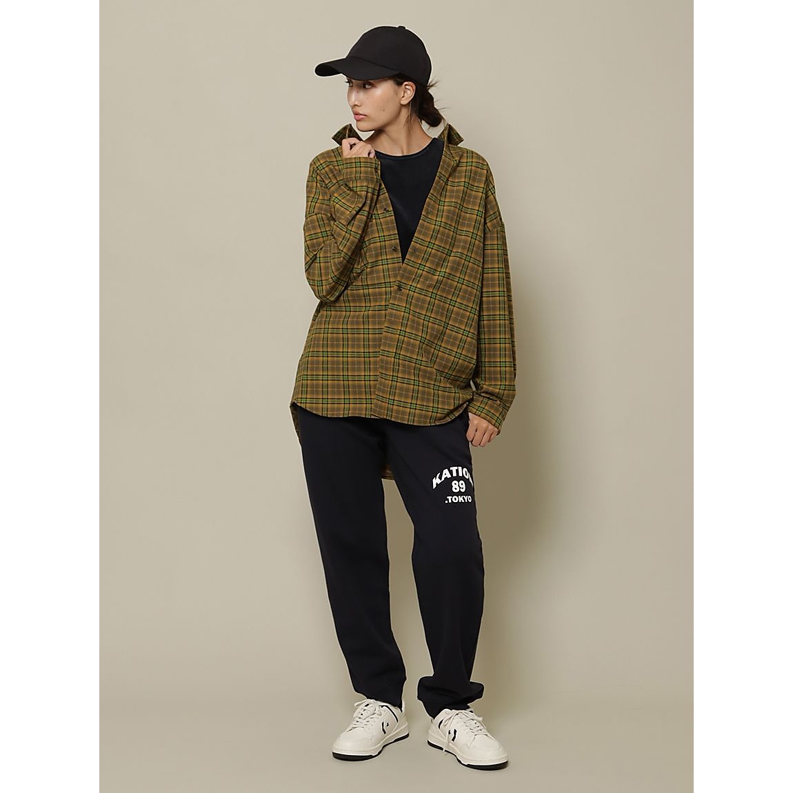 ジョーゼットチェック 裏起毛オーバーサイズシャツ