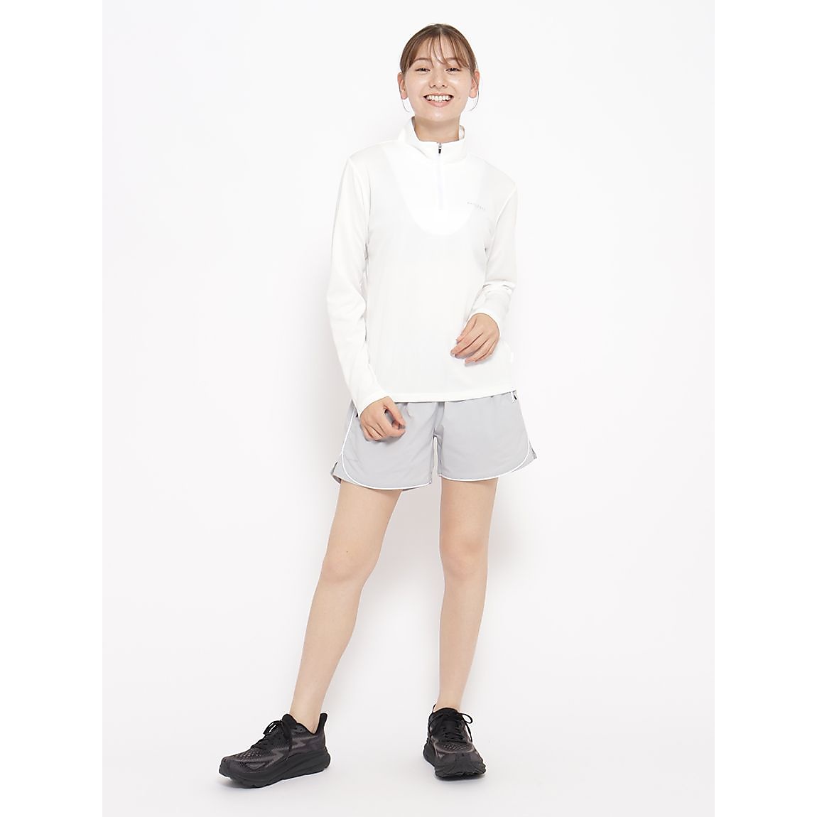 ハニカムドライスムース ハーフジップ長袖TシャツLADIES