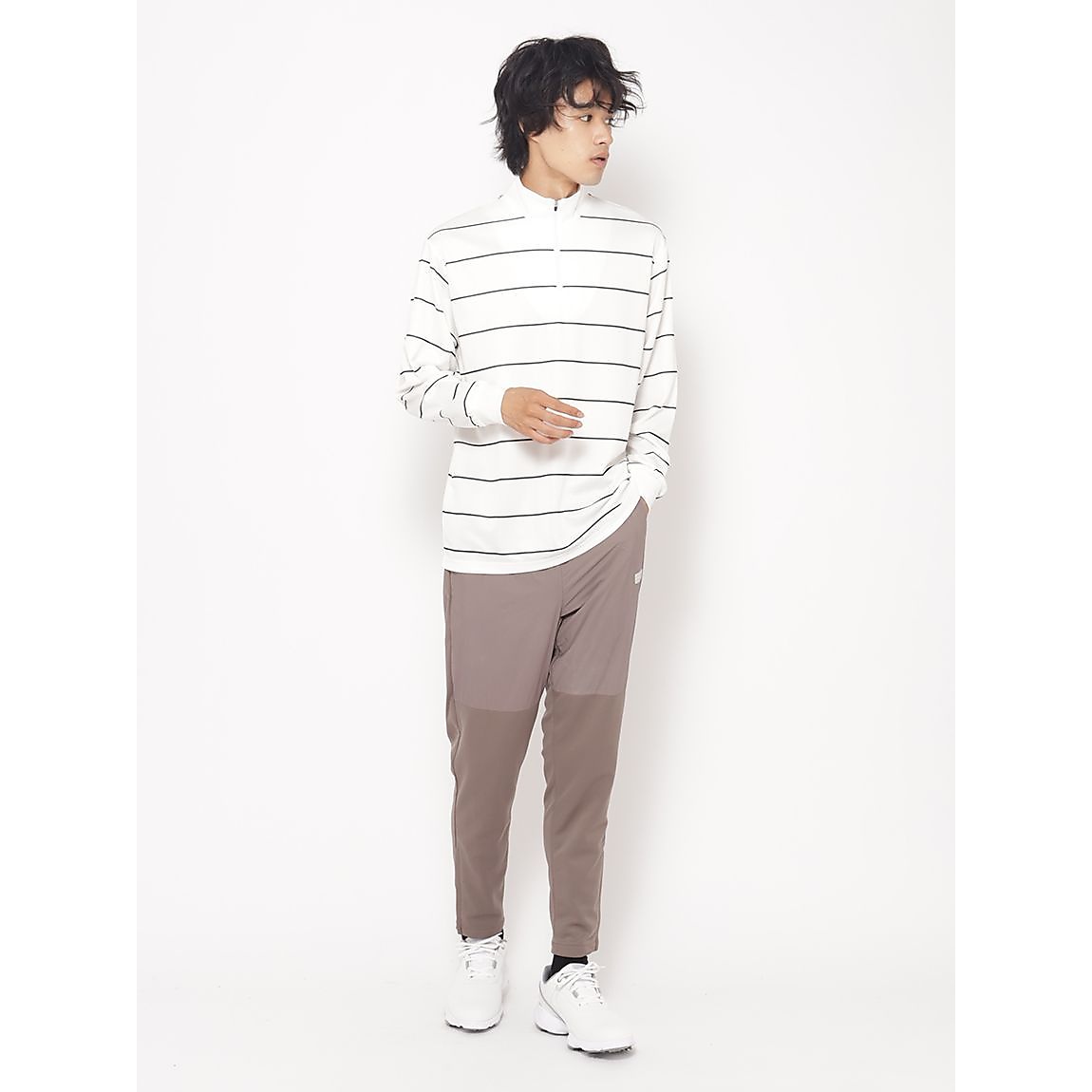 ハニカムドライスムース ハーフジップ長袖TシャツMENS