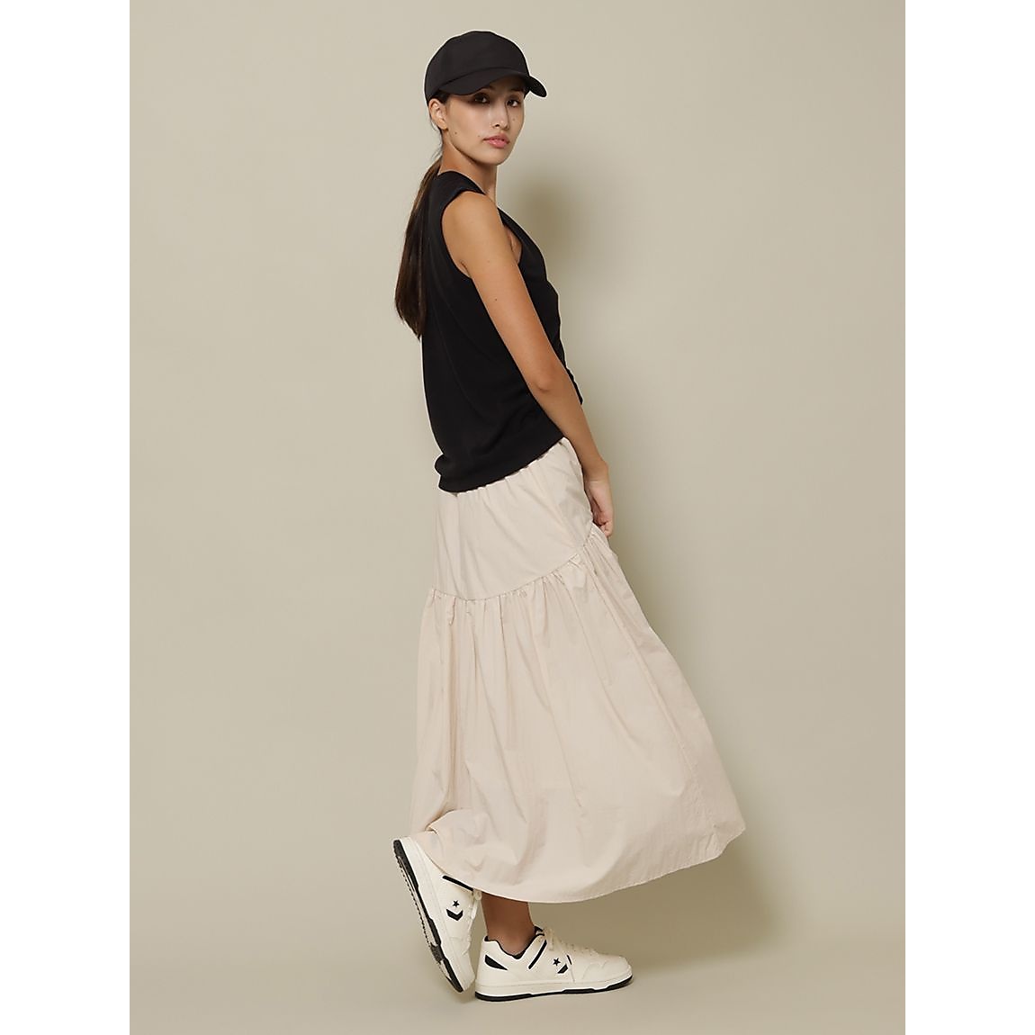 ナイロンワッシャー ティアードスカート