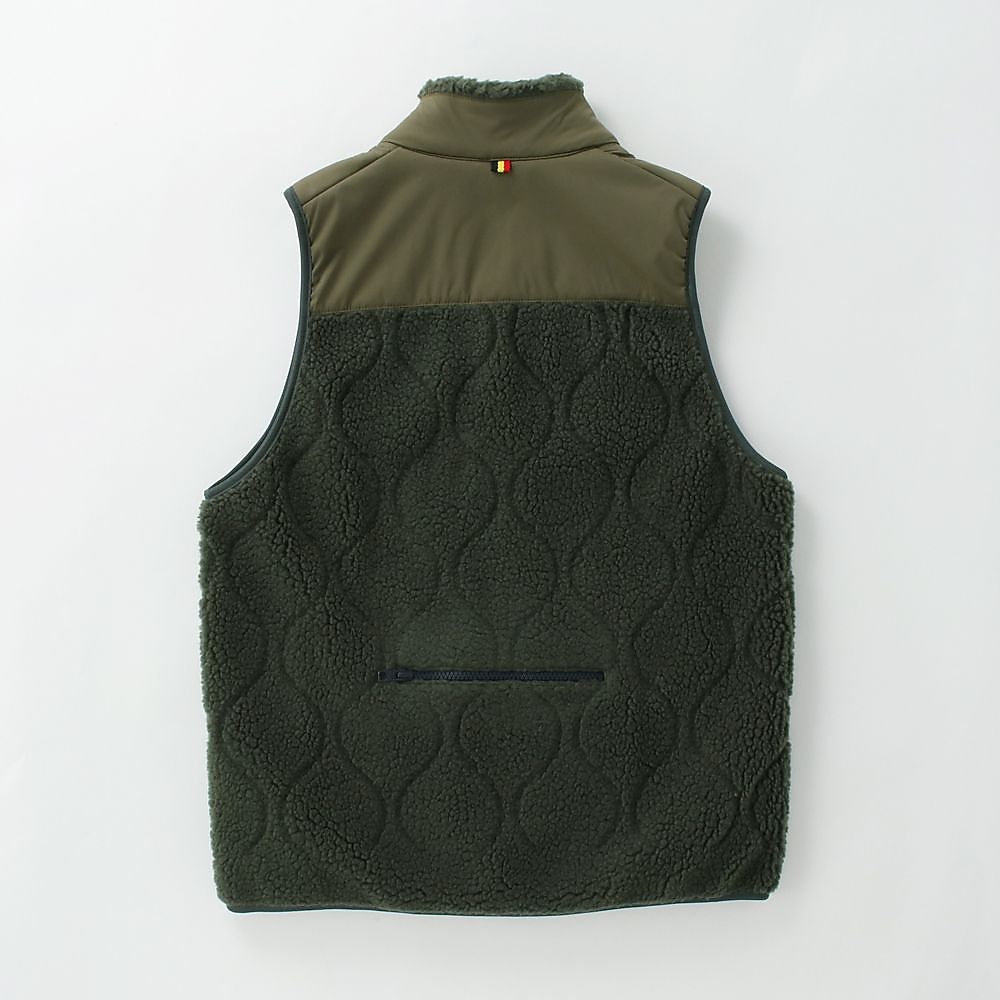 キルティングボアベスト　オリーブ