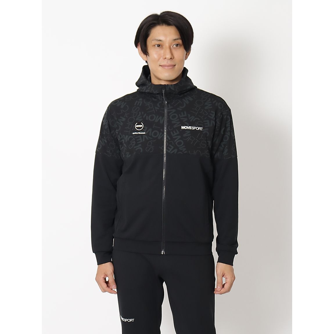 S.F.TECH ロゴ総柄 バックロゴ フルジップフーディー