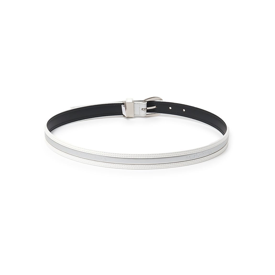 W　定番　合皮×エナメル　エンボスロゴ　ベルト　SP