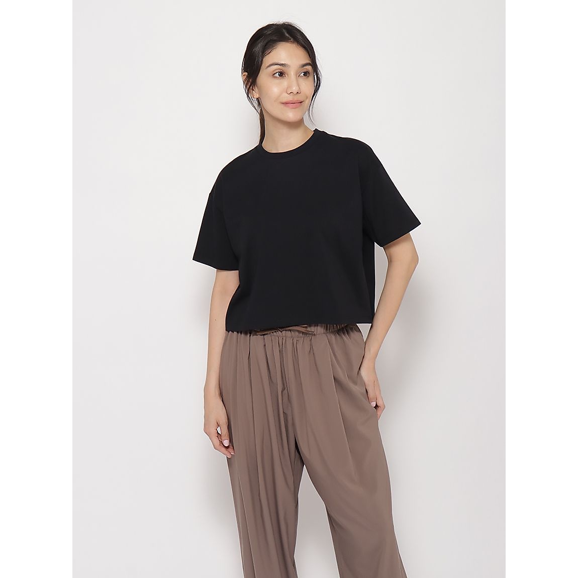 コットンポリエステル オーバークロップトTシャツLADIES