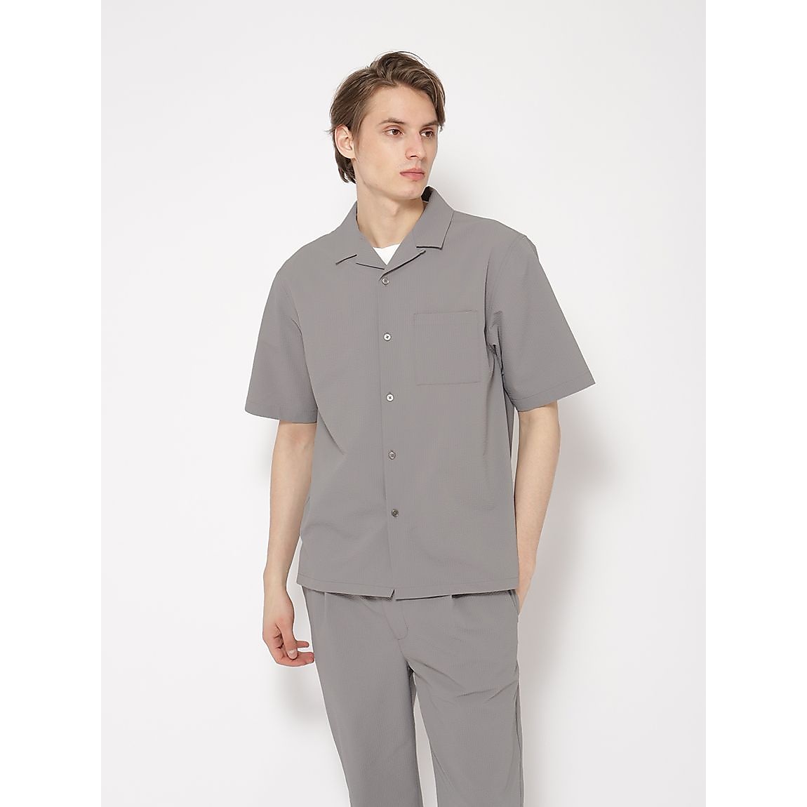 シアサッカー オープンカラーシャツ MENS