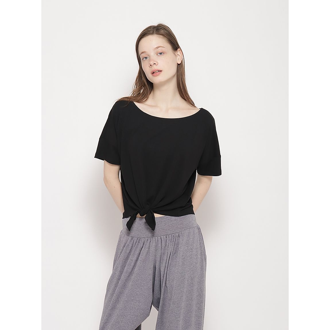 ポリエステルレーヨン天竺 ノットリボンTシャツ LADIES