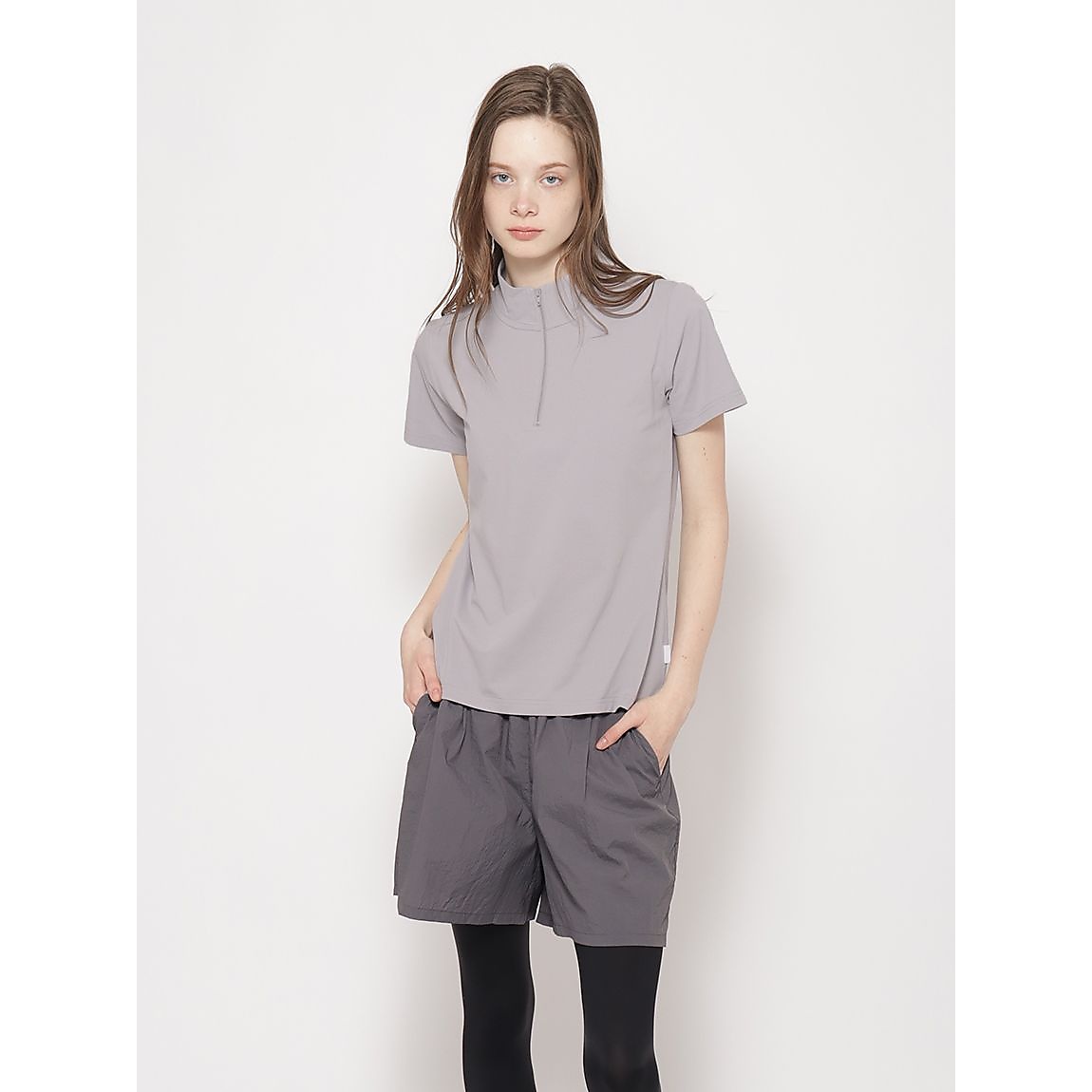 コットンタッチ天竺 ハーフジップTシャツ LADIES