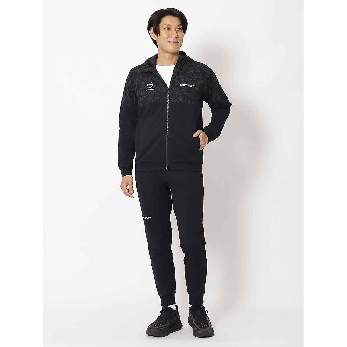 S.F.TECH ロゴ総柄 バックロゴ フルジップフーディー