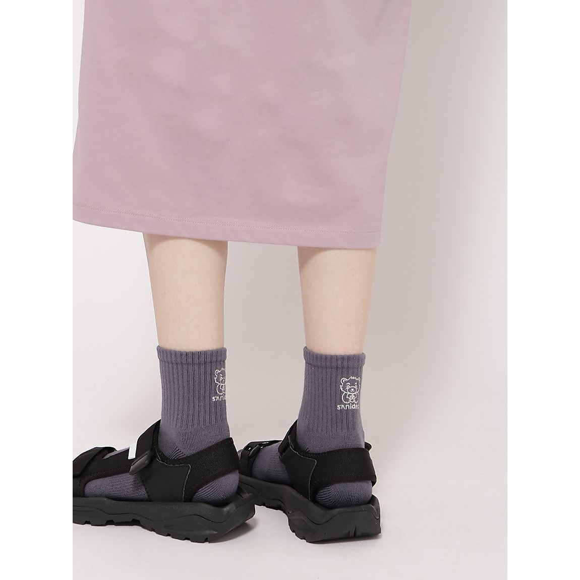 2足組パイル編 刺繍ソックス:ショート