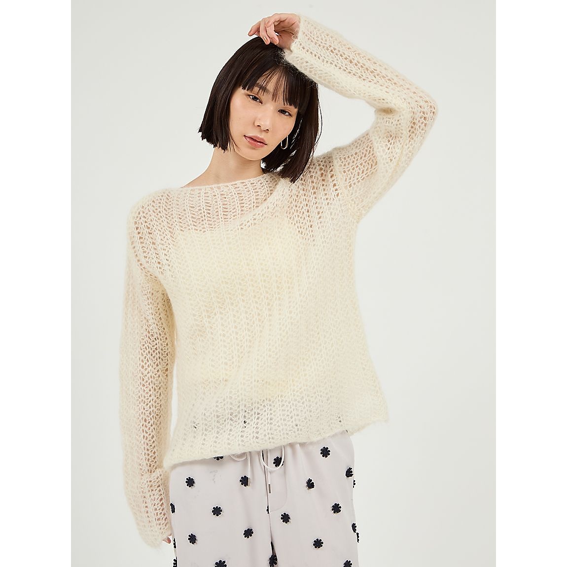 ルーズモヘアニットトップス