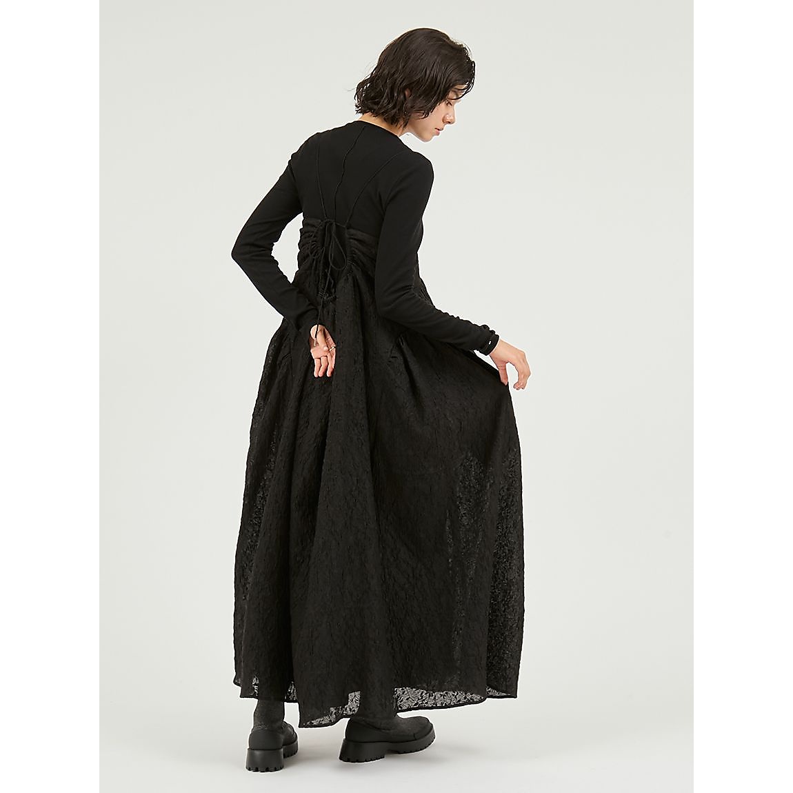 カットセットフラワージャガードワンピース