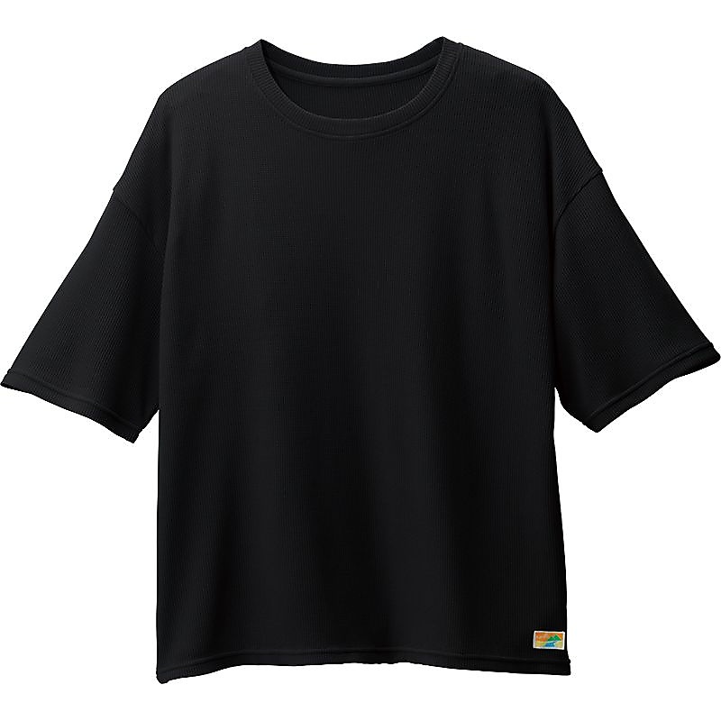 PLWAQAワッフルTシャツメンズ BK LL
