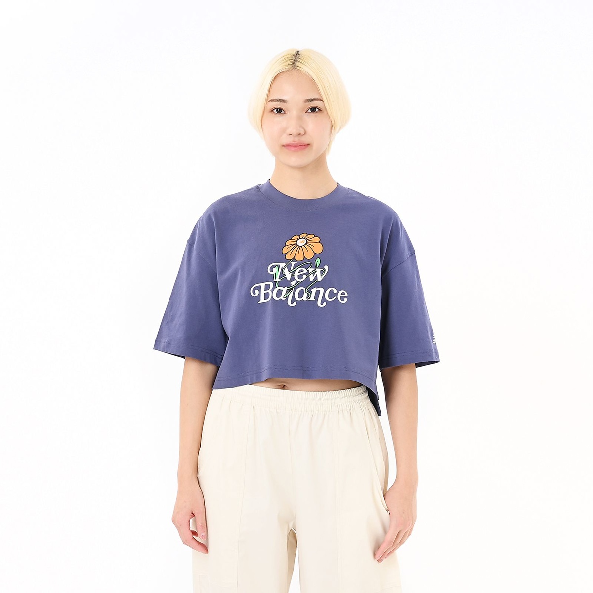 Athletics フラワー オーバーサイズクロップショートスリーブTシャツ