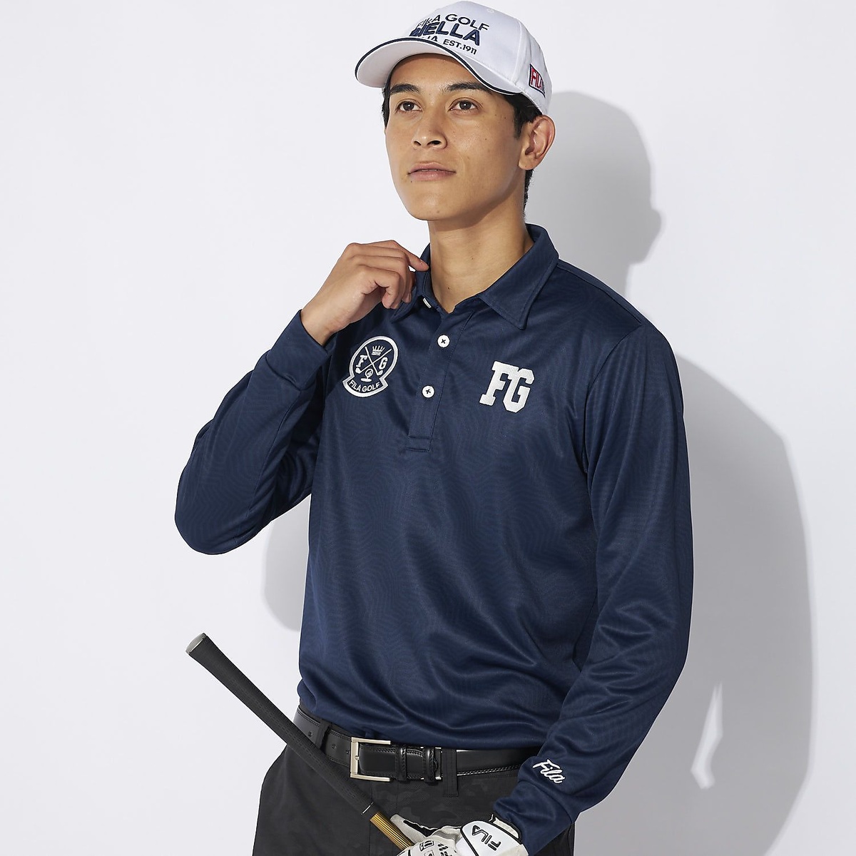 FILA GOLF プリント裏起毛長袖シャツ