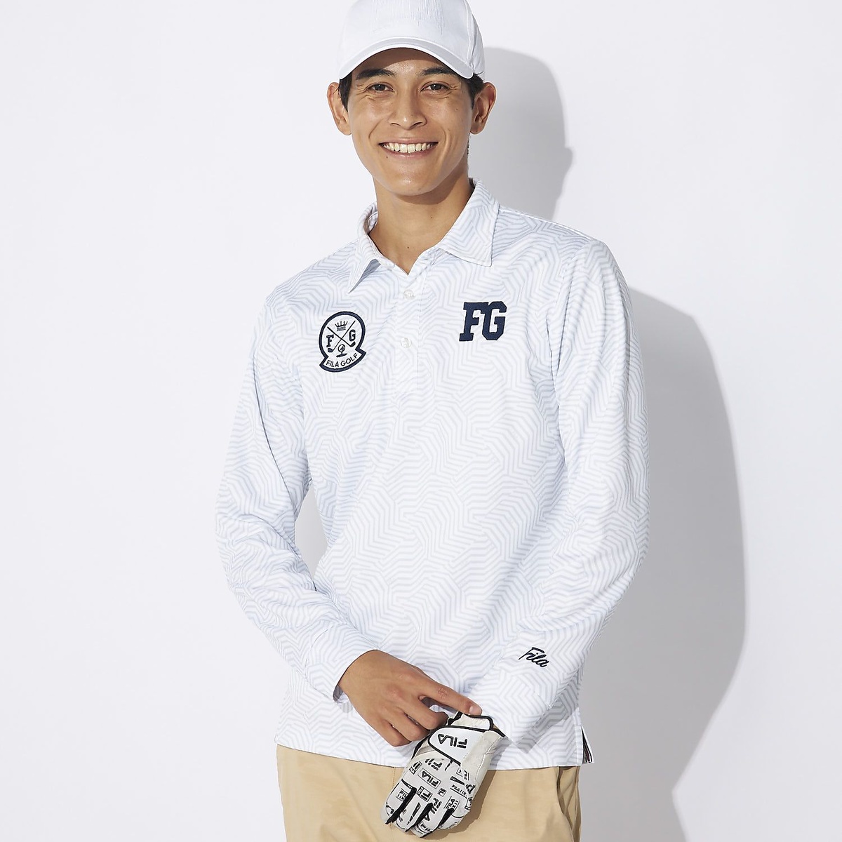 FILA GOLF プリント裏起毛長袖シャツ