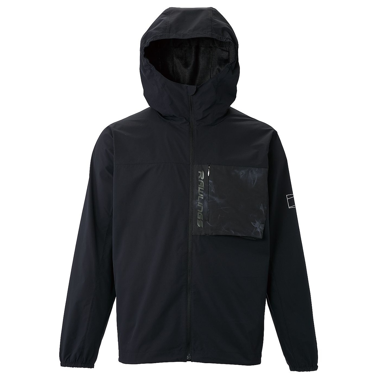 ストレッチウーブンフードジャケット - ブラック