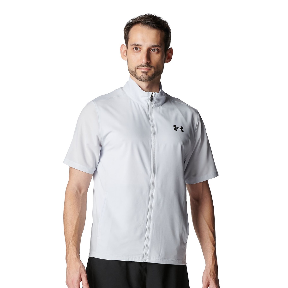UA FRESH WOVEN FULL ZIP SHORT SLEEVE T-SHIRT