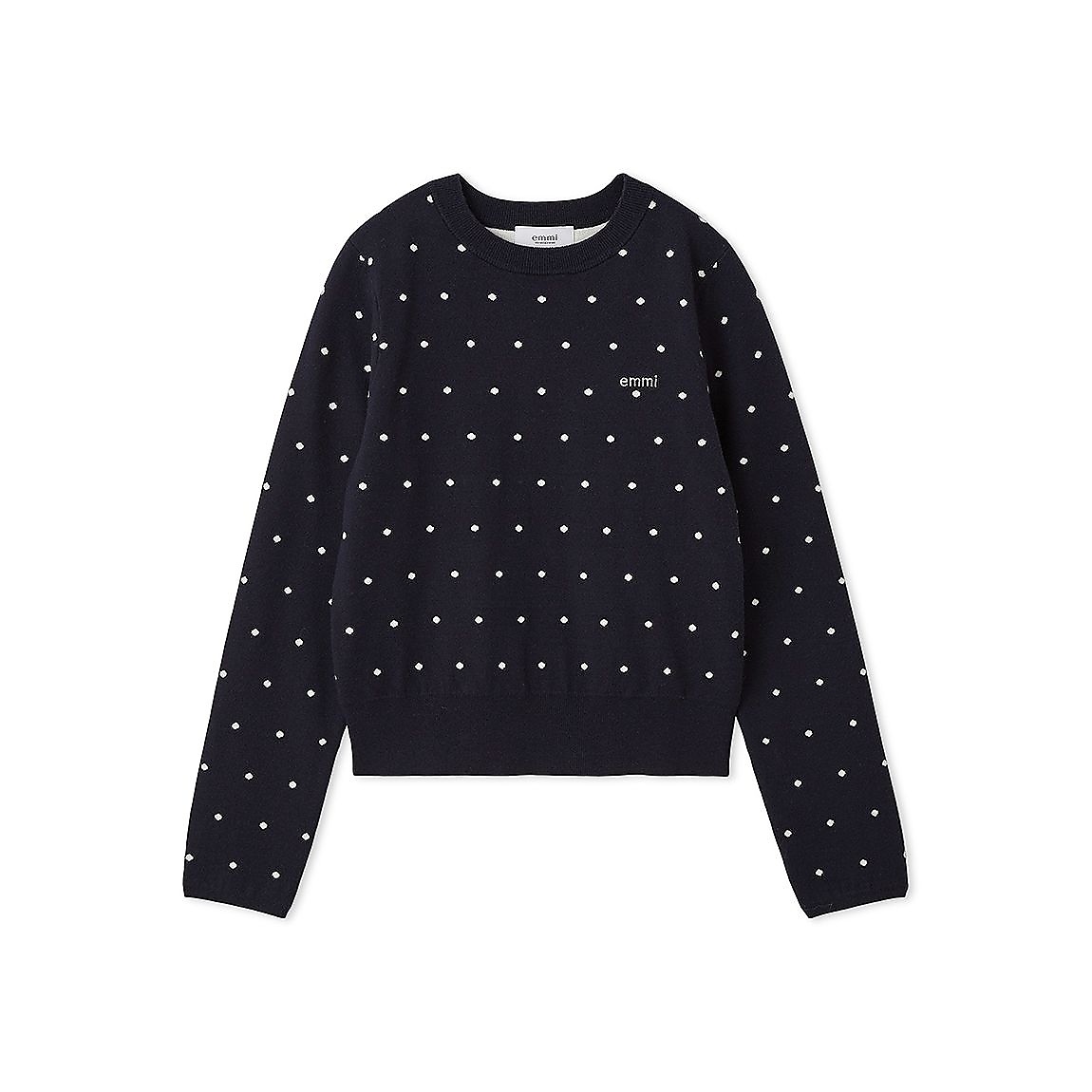 emmiロゴクルーネックニット