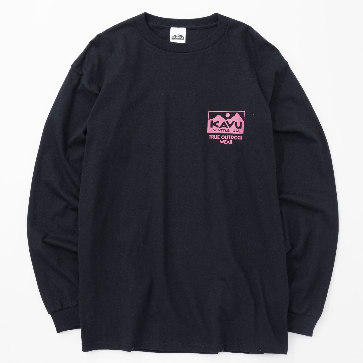 KAVU　LS　トゥルーロゴTee　Blk/Pnk　L