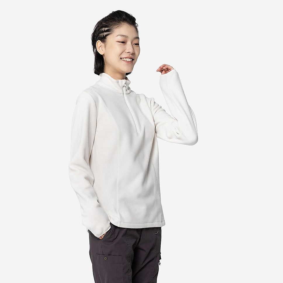 QUECHUAレディースフリース ハーフジップMH100 BEG