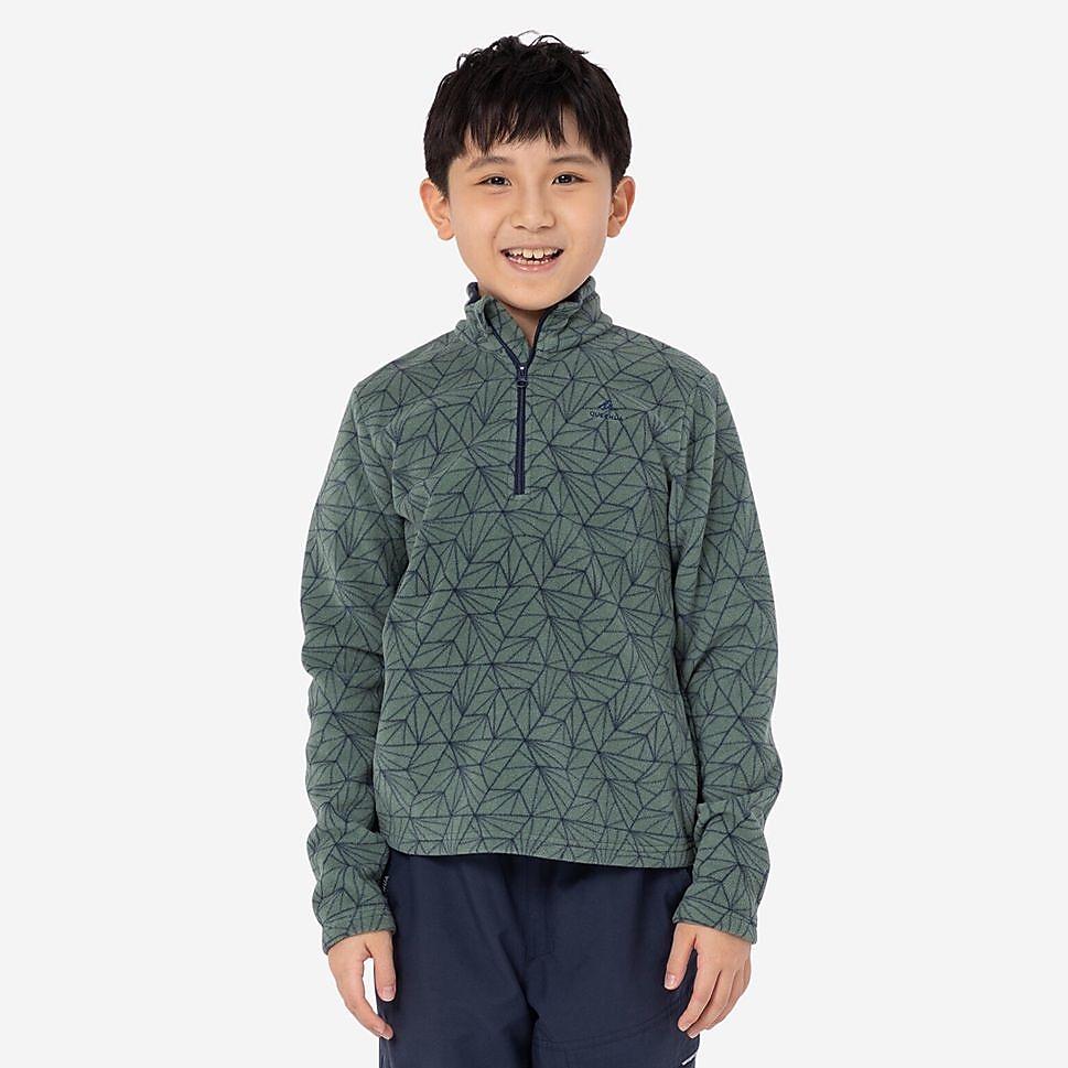 QUECHUAキッズフリース ハーフジップMH100 GRN