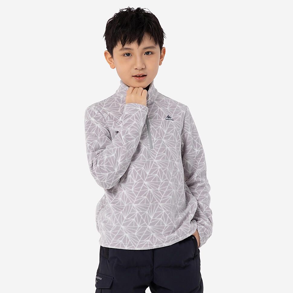 QUECHUAキッズフリース ハーフジップMH100 GRY