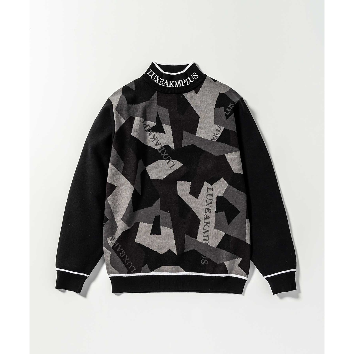 CAMO PATTERN MOCK NECK KNIT