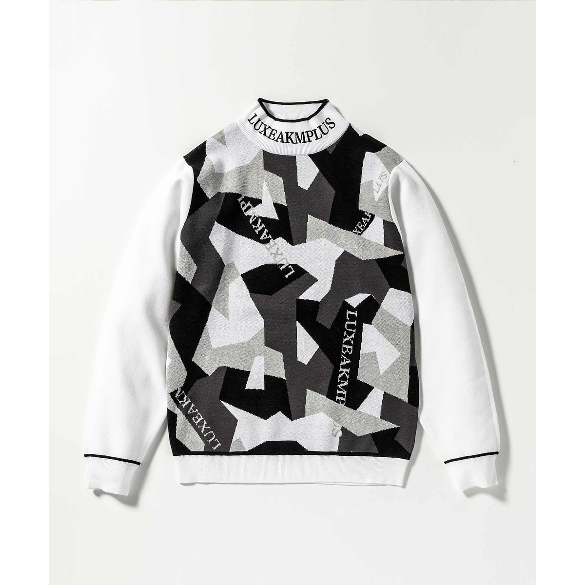 CAMO PATTERN MOCK NECK KNIT