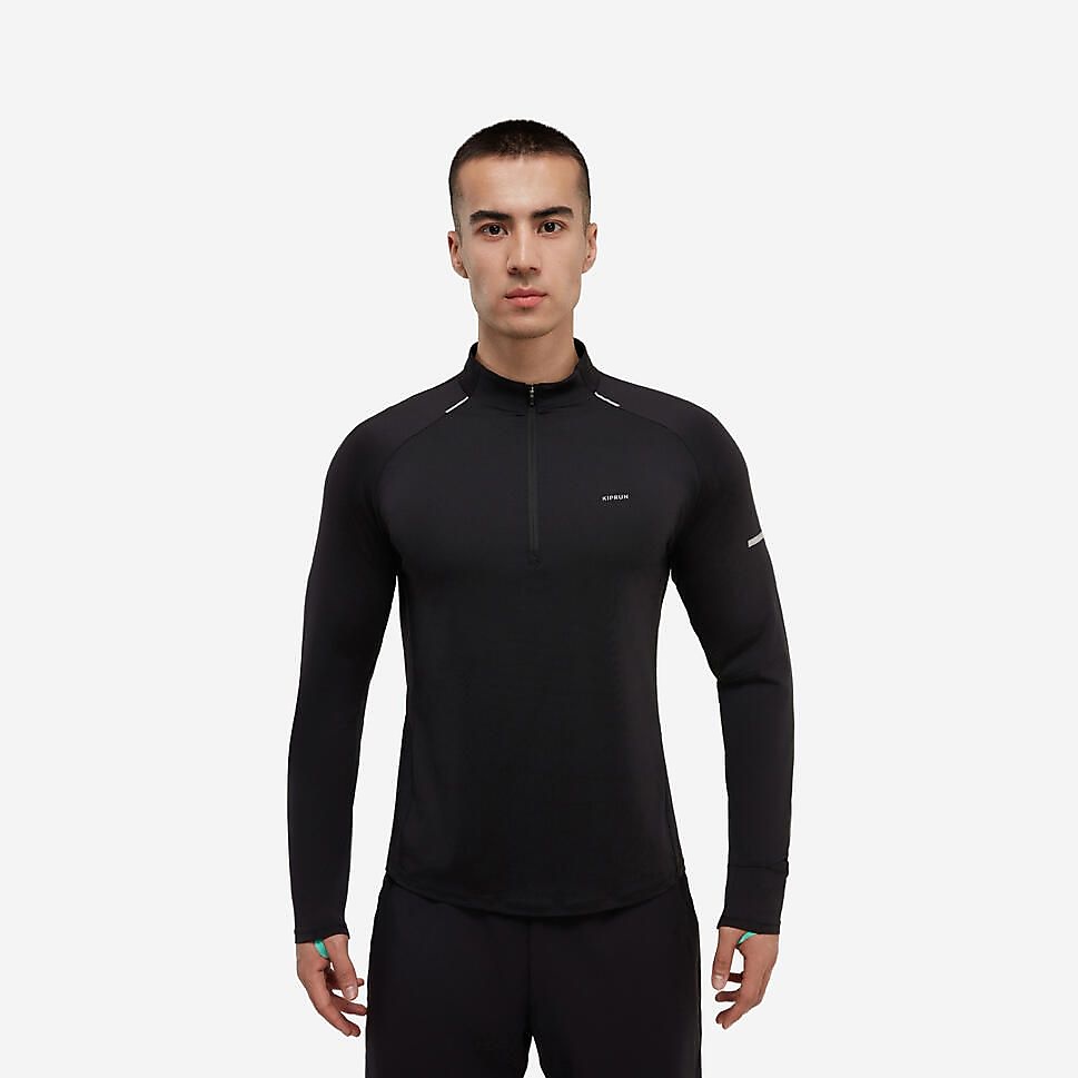KIPRUNメンズ長袖Tシャツ ハーフファスナーDRY500 BLK