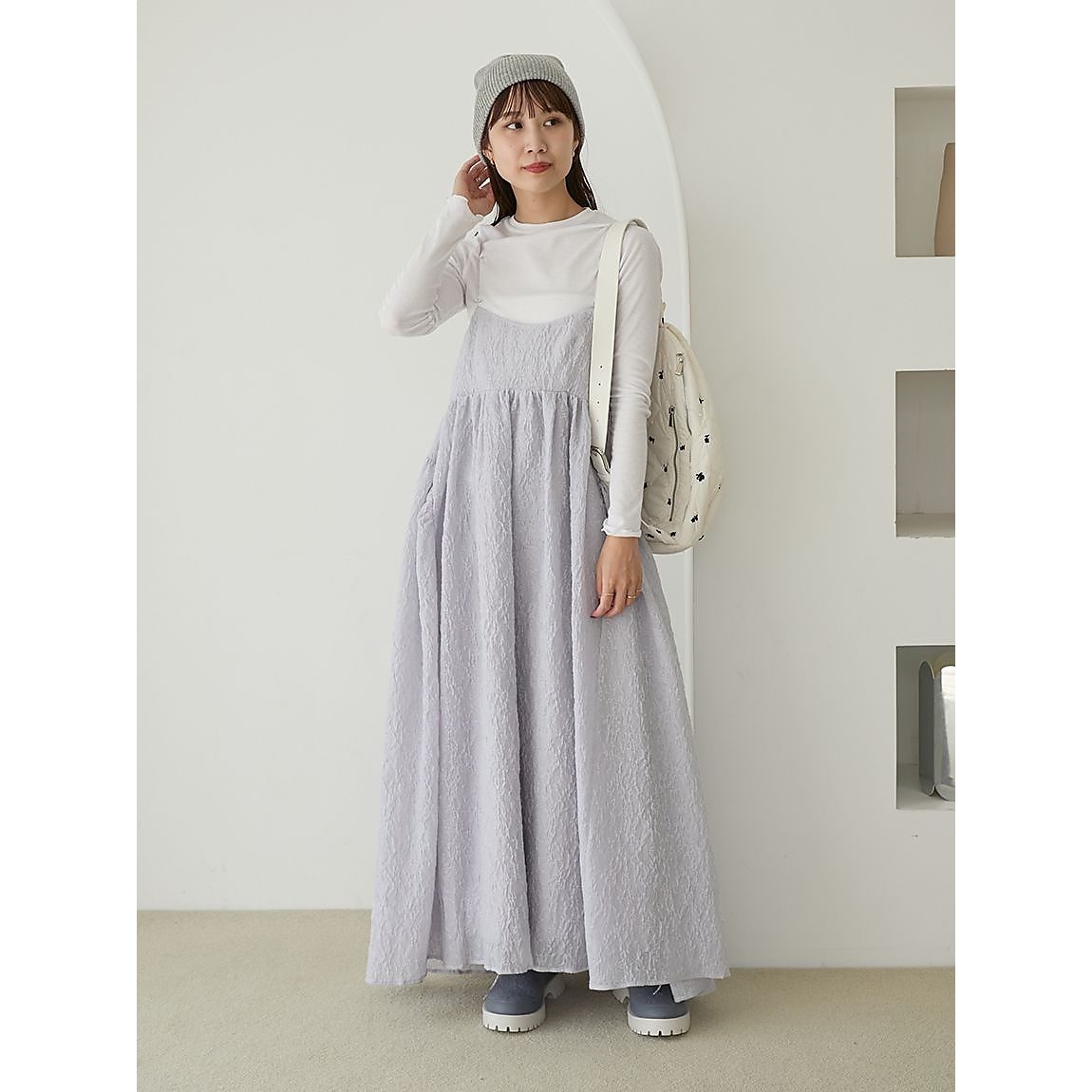 カットセットフラワージャガードワンピース