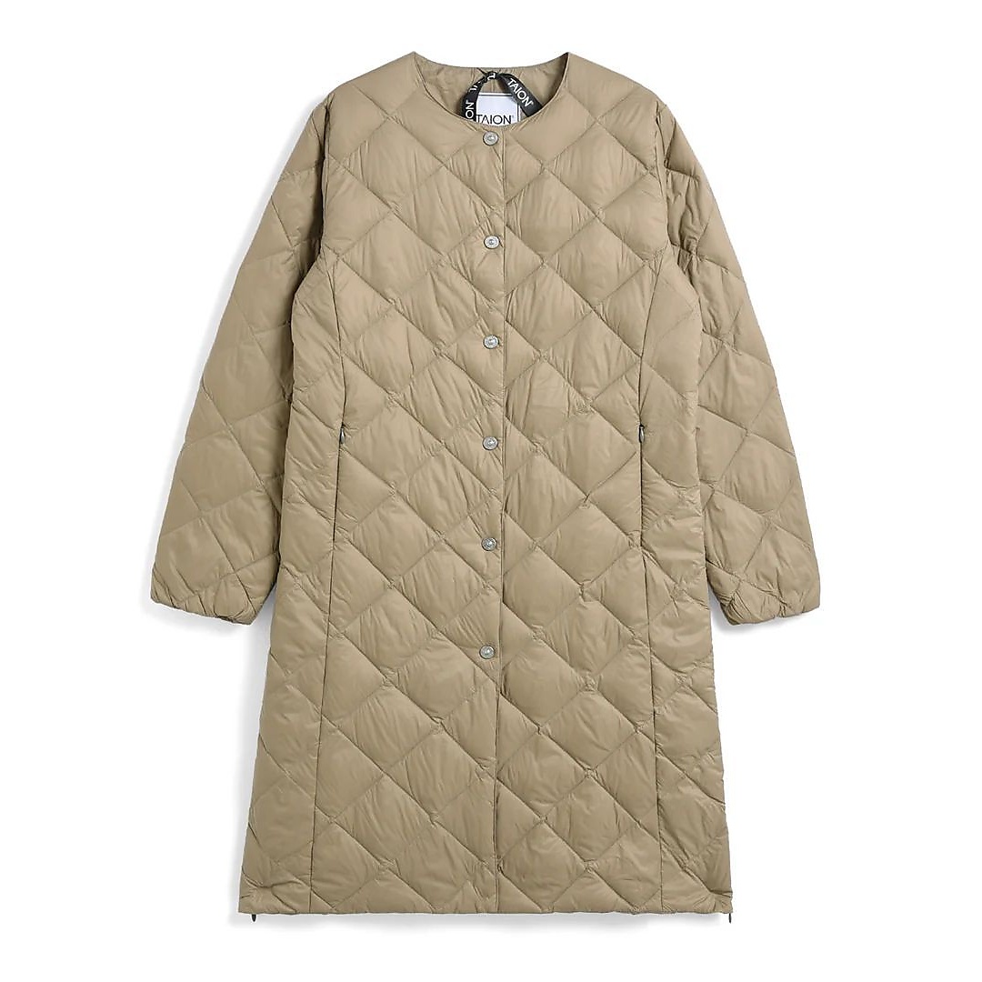 SINGLE SNAP BUTTON CREW NECK LONG DOWN COAT