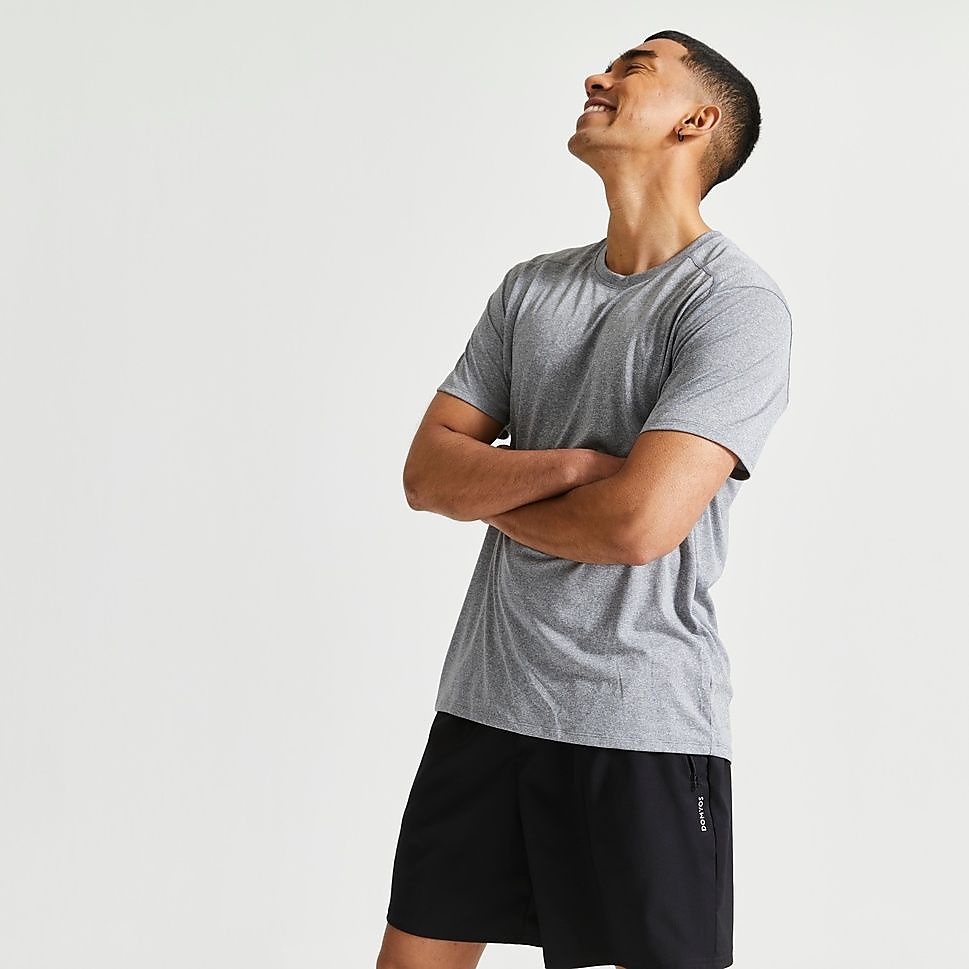Decathlon メンズ半袖Tシャツ100 ジム・フィットネス GRY