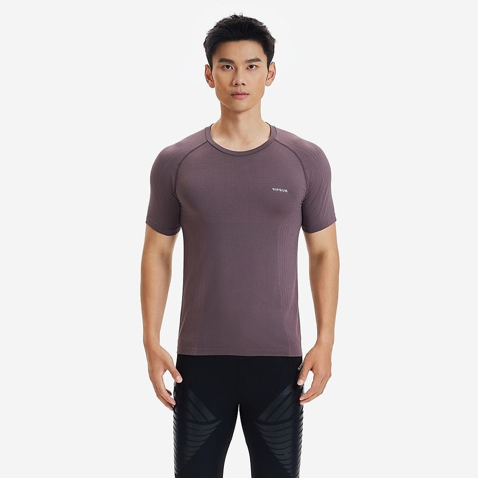 KIPRUNメンズTシャツRUN500 シームレスCOMFORT SLIM BRN