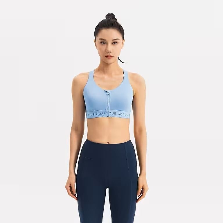 フィットネス レディース スポーツブラ カップ付 ハイインパクト ファスナー式 920BLU