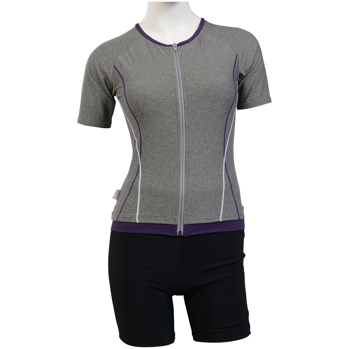 レディースセパレート半袖水着フルジップ