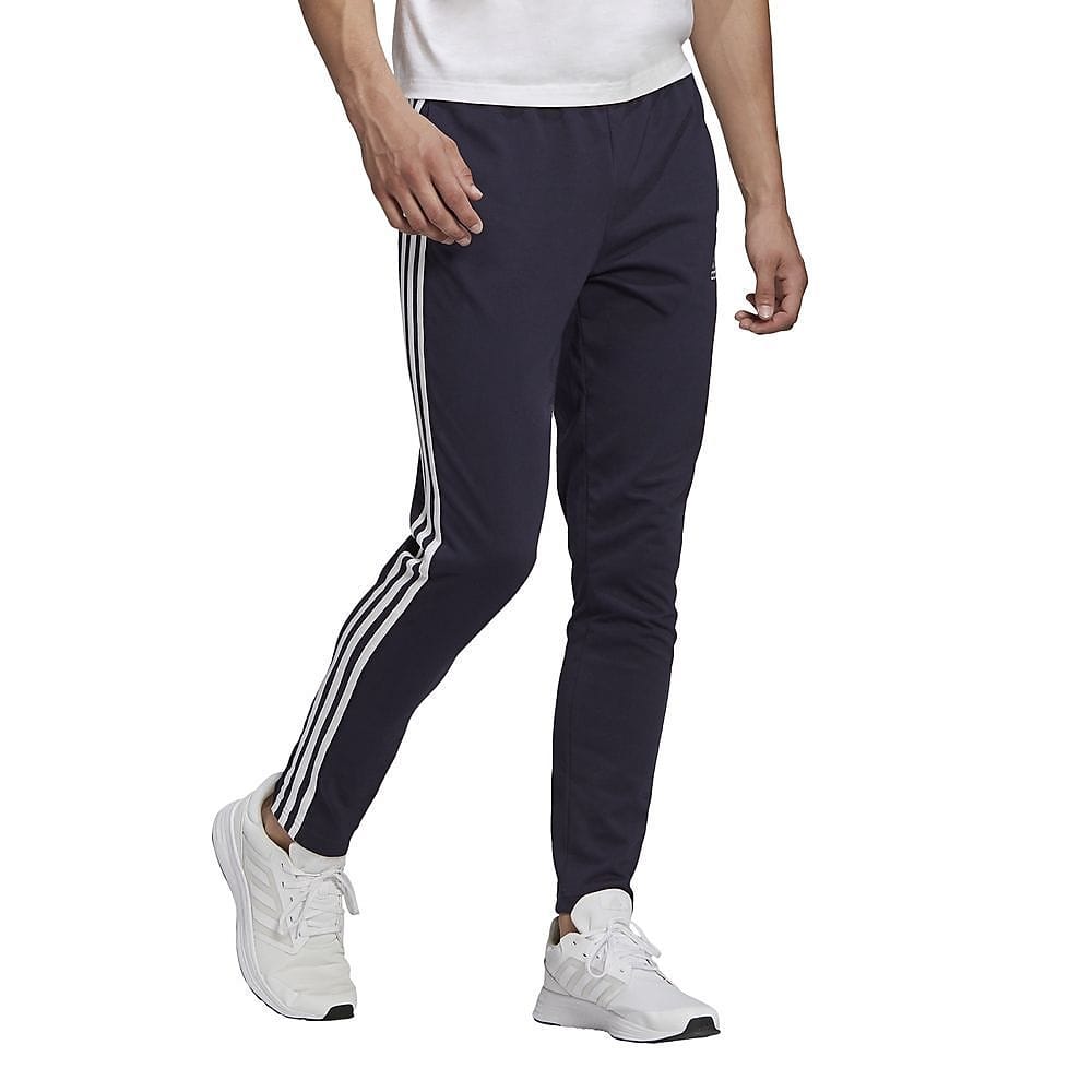 エッセンシャルズ シングルジャージー テーパード オープンヘム 3ストライプスパンツ / M ESSENTIALS SINGLE JERSEY TAPERED OPEN HEM 3ST PANTS