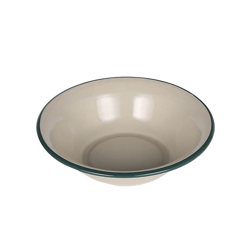 ENAMELED DEEP PLATE BEIGE/GREEN