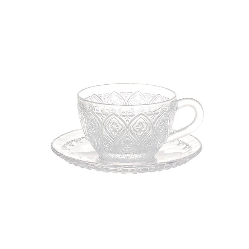 GLASS CUP & SAUCER FIORE CLEAR