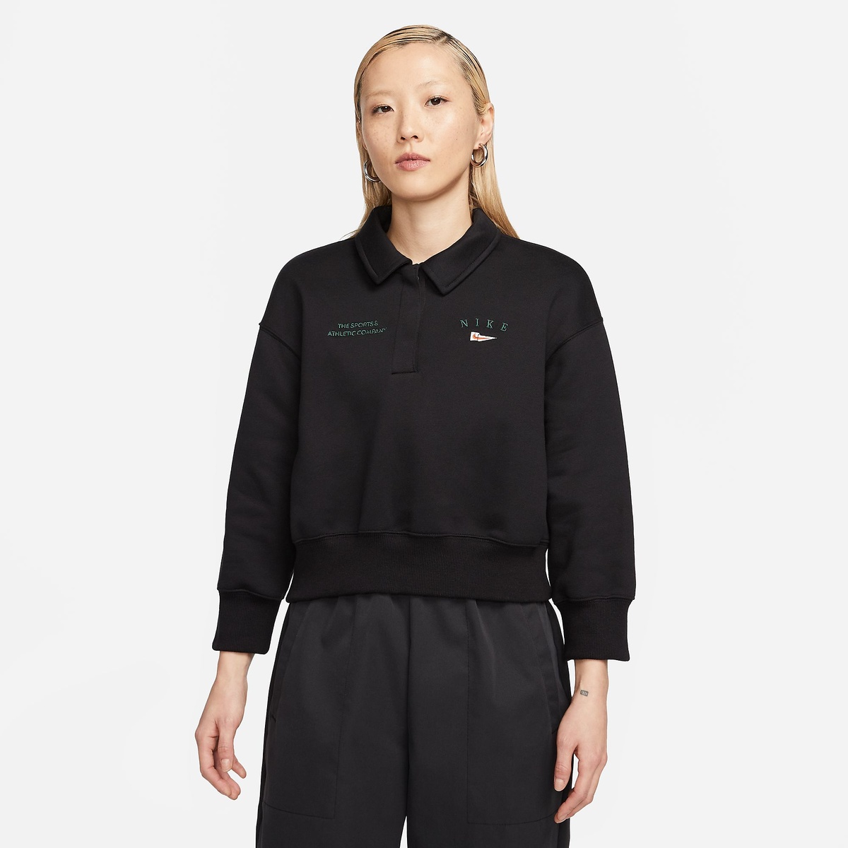 ナイキ ウィメンズ NSW FLC L/S クロップ トップ 3Q ポロ NCPS