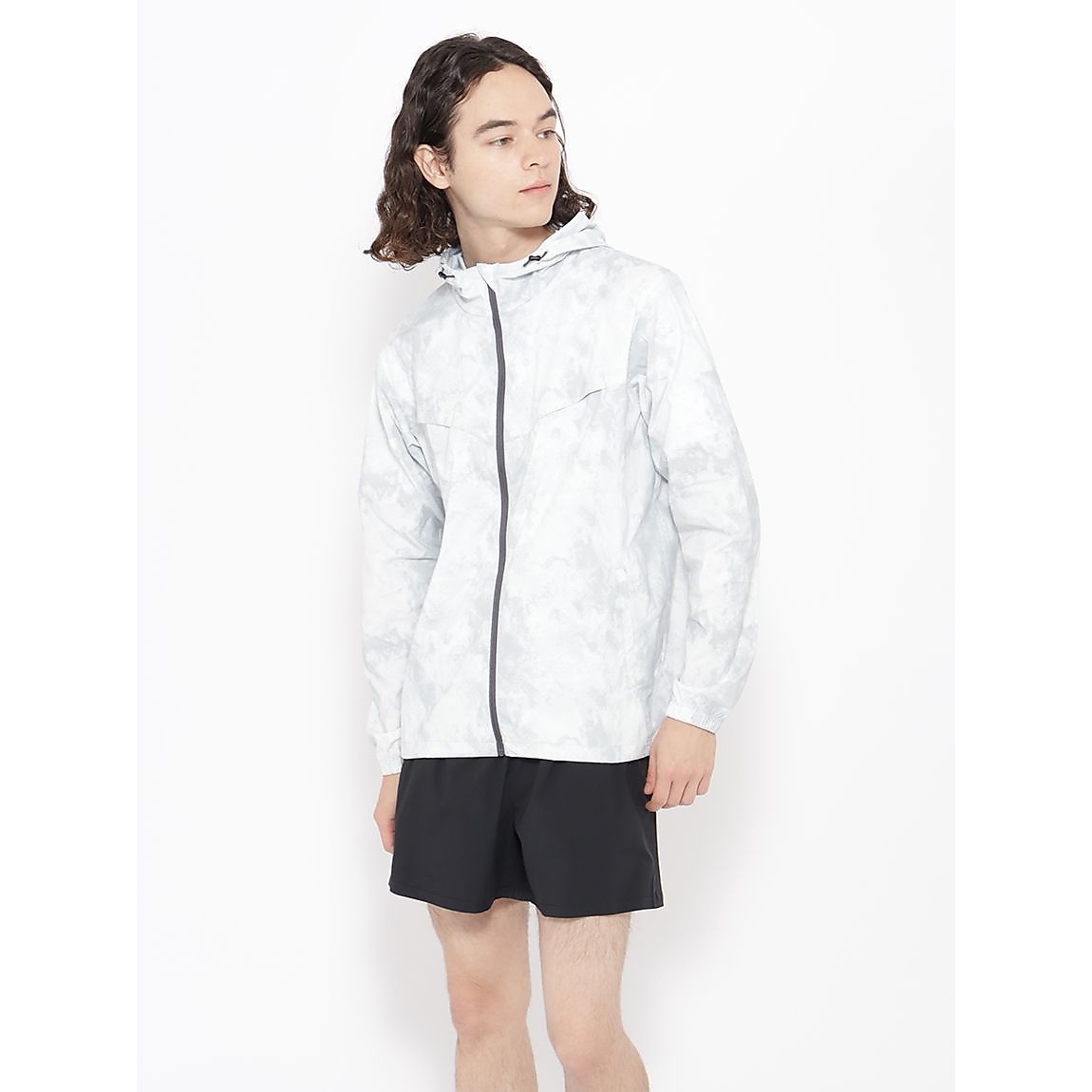 for RUN  軽量撥水ストレッチ ウインドプリントジャケット MENS