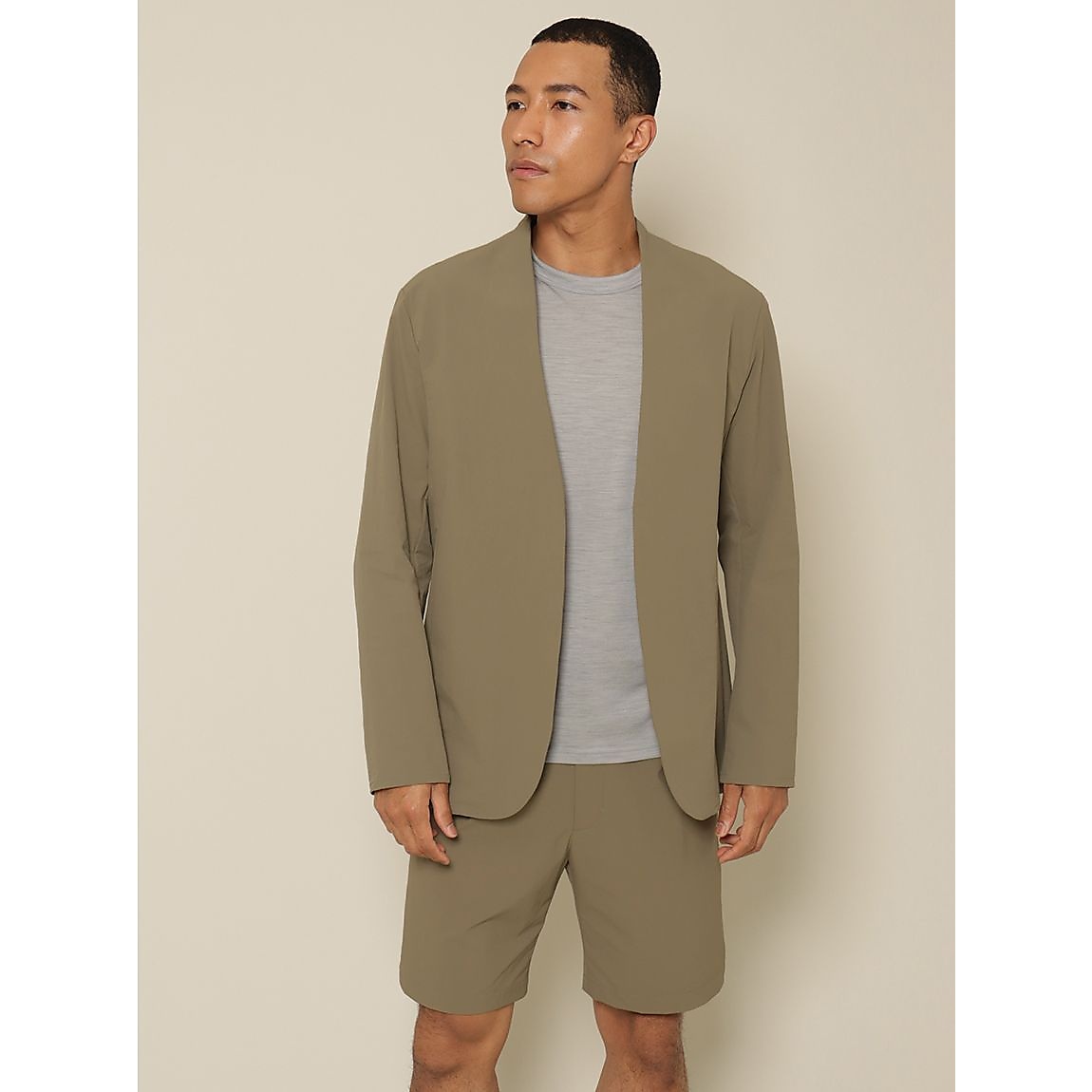 リサイクル裏ドビーナイロン カラーレスジャケット MENS