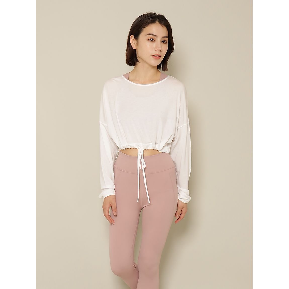 スムースジャージ クロップドドローストリングスTシャツ LADIES