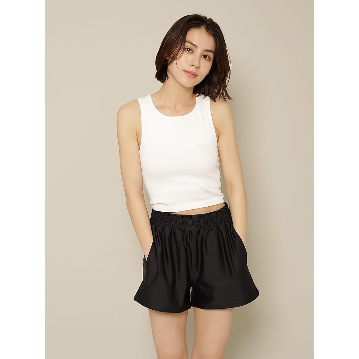 成型リブ クロップトベーシックブラタンクLADIES