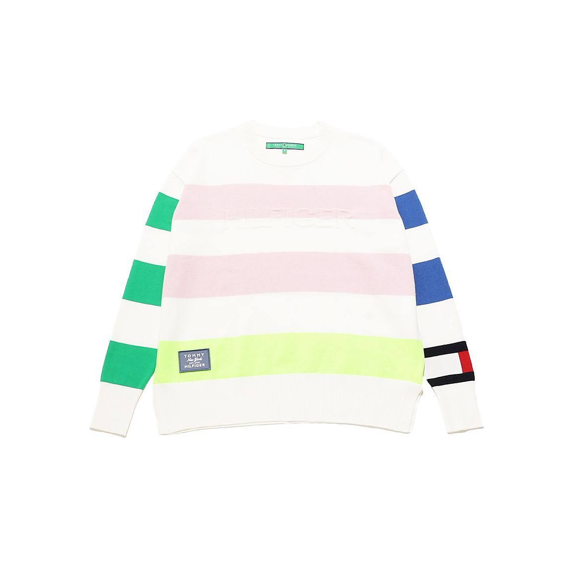 トミー ヒルフィガー ゴルフ レディース ラガーストライプクルーネックニット